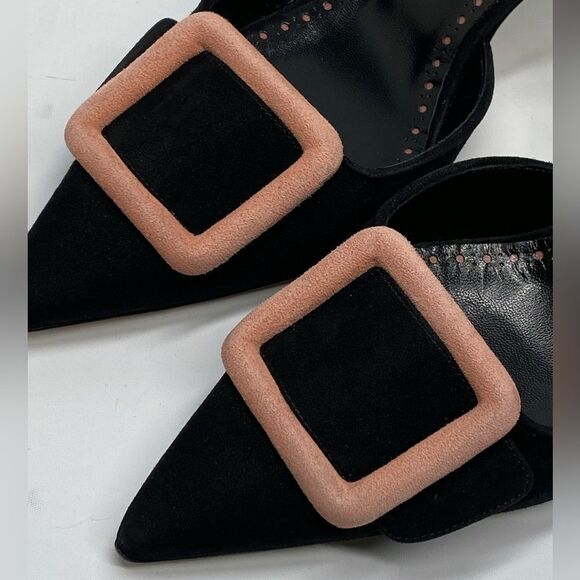 Manolo Blahnik Maysli Suede Buckle Slingback Pumps size 39.5 - Picture 10 of 13